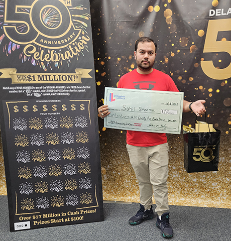 Sahil Sharma, Delaware Lottery winner.